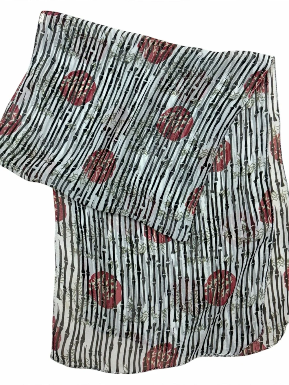 Chico’s 100% Silk Goth Skeleton Bones Rose Print Scarf 64” x 14”